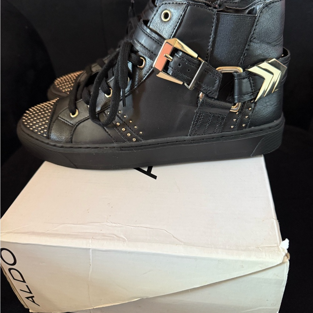 Aldo Black Sneakers with Gold Details